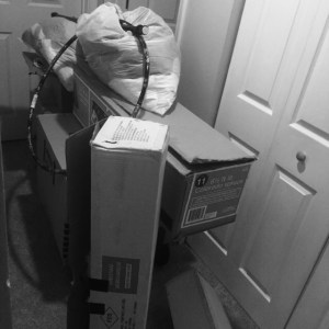 First cart of donations going to Goodwill.